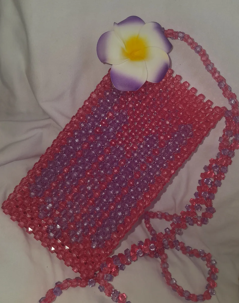 Sacoche téléphone perlée💜❤️