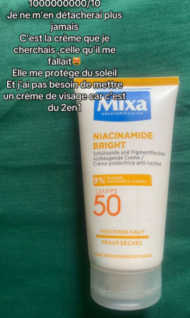 Mixa creme solaire et crème de visage 